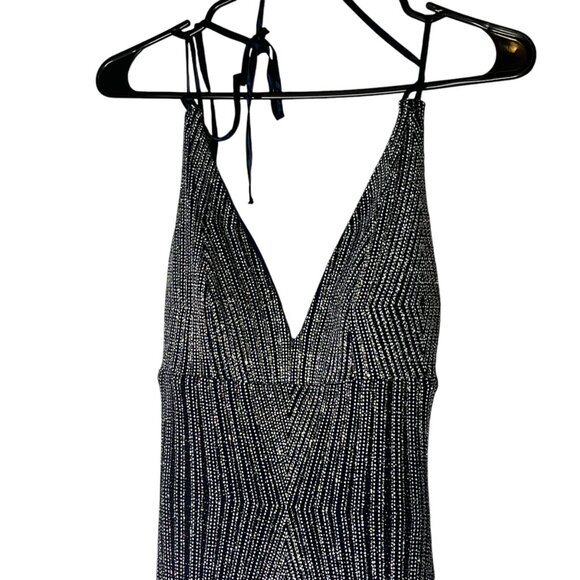 Trixxi Womens Black & White Geometric V-Neck Maxi Dress With Slit Size 1 - Picture 6 of 7